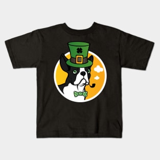 Leprechaun Boston Terrier Funny St. Patrick's Day Kids T-Shirt